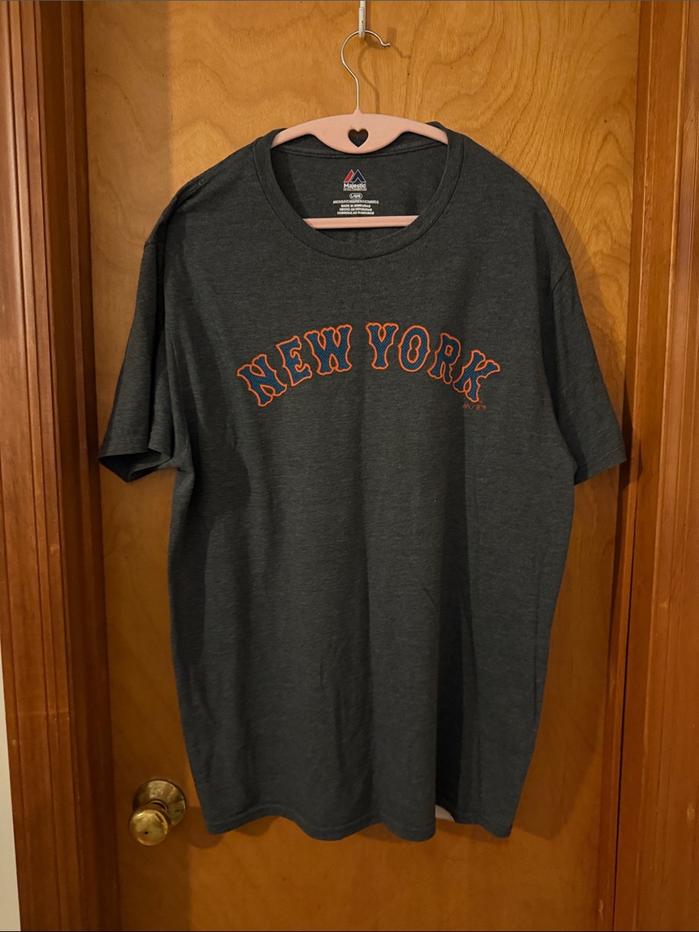 Majestic Charcoal New York Mets Embroidered Short Sleeve Tee